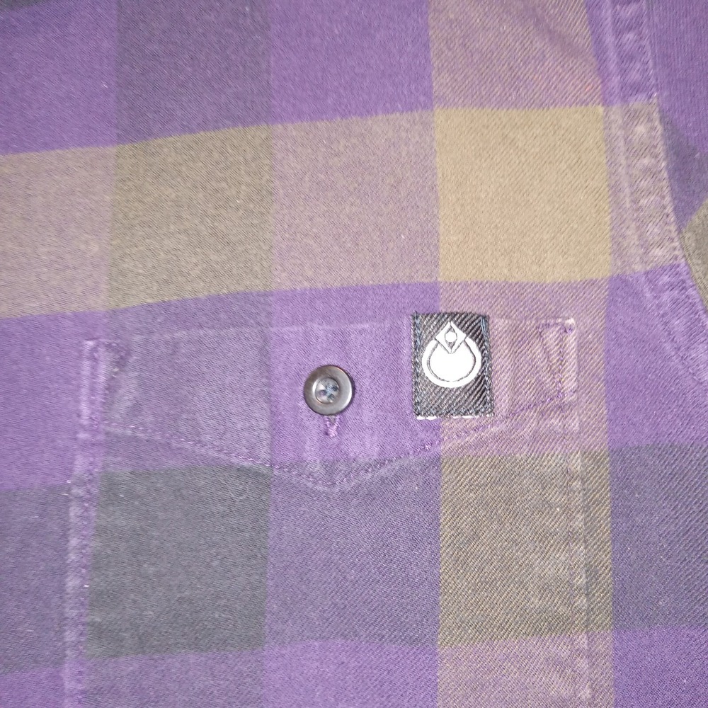 Nomis Men's Medium Short Sleeve‎ Flannel Shirt Purple Green - Picture 6 of 8
